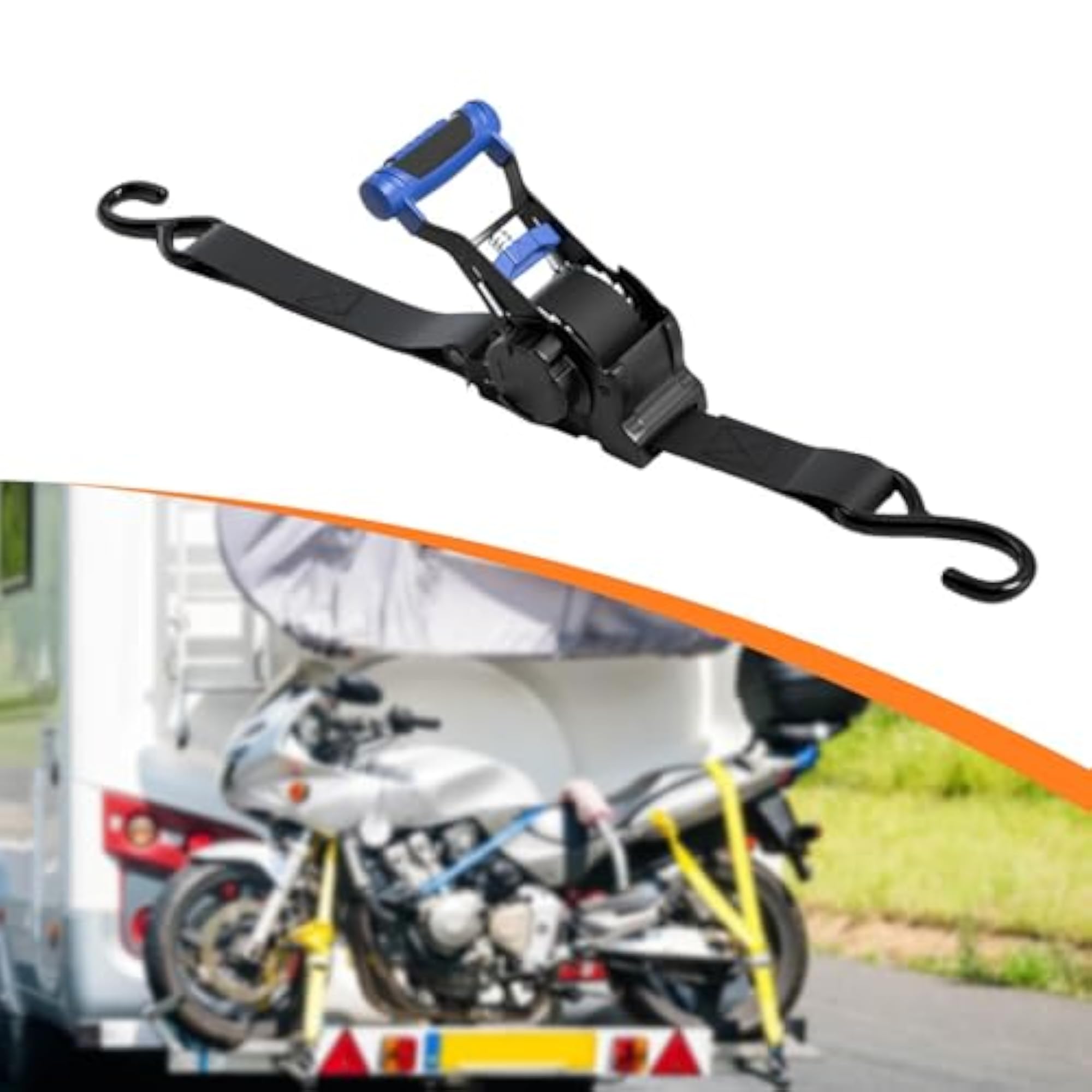 Retractable Ratchet Strap for Truck, Blue Tie Down